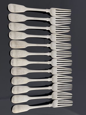 Lot 87 - A set of twelve Victorian silver dessert forks,...
