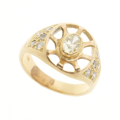 Lot 40 - An 18ct gold yellow diamond and diamond dress ring