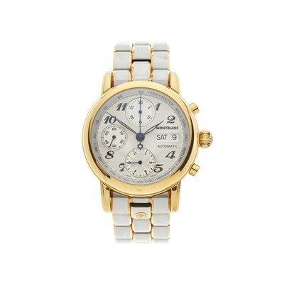 Lot 267 - Montblanc, a Meisterstuck chronograph day date bracelet watch