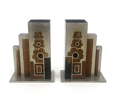 Lot 165 - A pair of Art Deco mixed metal vases, in the...