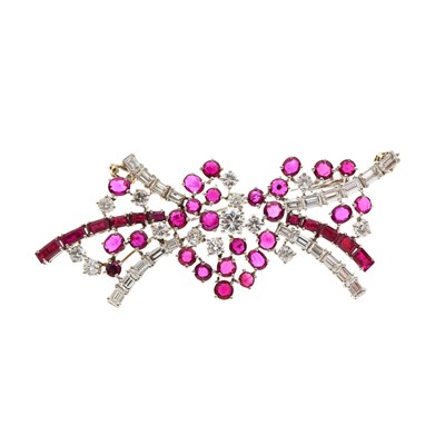 Lot 88 - A diamond and ruby spray brooch