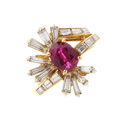 Lot 89 - An 18ct gold ruby and diamond dress ring