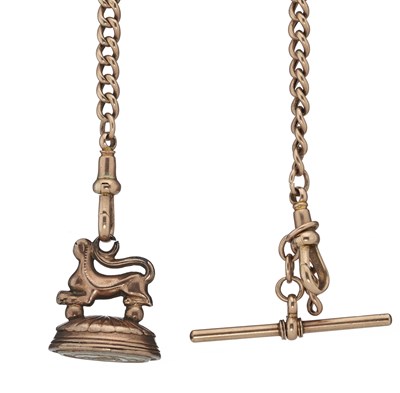 Lot 37 - A 9ct gold Albert, with intaglio seal fob