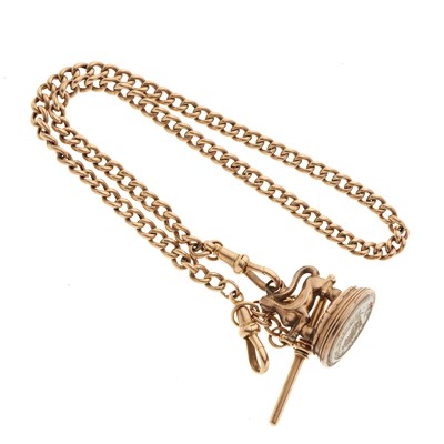 Lot 37 - A 9ct gold Albert, with intaglio seal fob