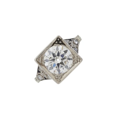 Lot 73 - A Belle Epoque 18ct gold and platinum diamond single-stone ring