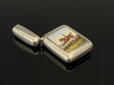 Lot 61 - A Victorian silver enamel vesta case, of...