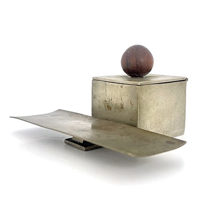 Lot 167 - An Art Deco nickel plated inkwell, probably...