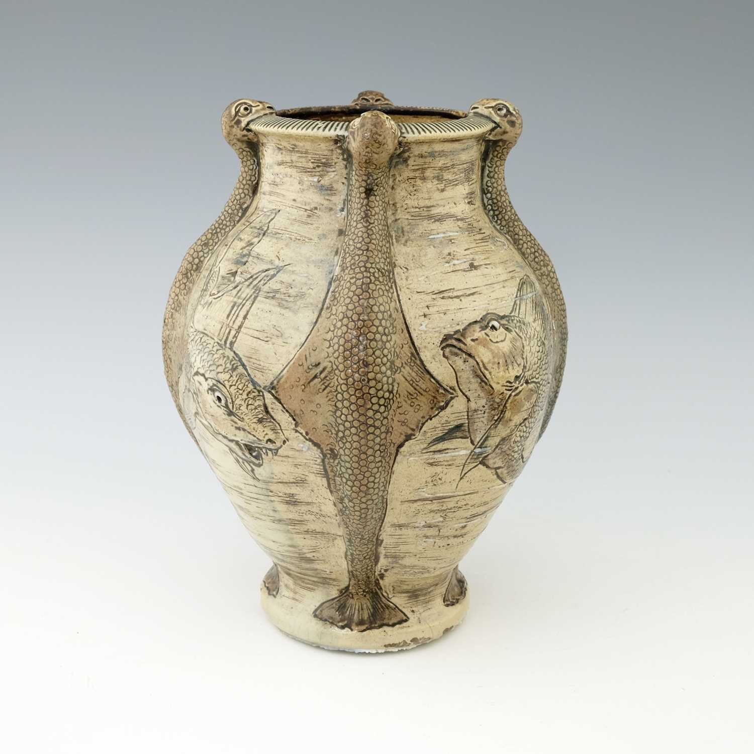 Lot 35 - The Martin Brothers, an Aquatic stoneware vase,...