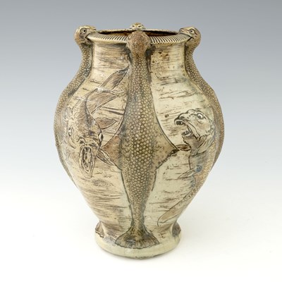 Lot 35 - The Martin Brothers, an Aquatic stoneware vase,...