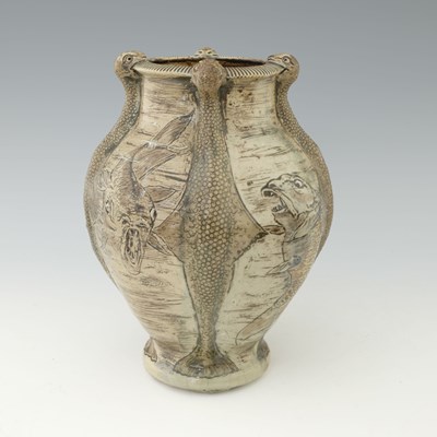 Lot 35 - The Martin Brothers, an Aquatic stoneware vase,...