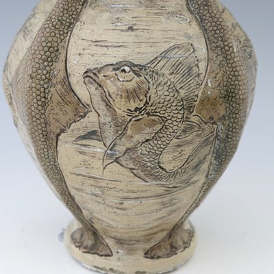 Lot 35 - The Martin Brothers, an Aquatic stoneware vase,...