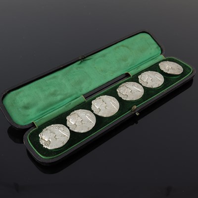 Lot 224 - A set of six Edwardian silver Art Nouveau...