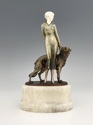 Lot 192 - Josef Lorenzl, an Art Deo cold painted bronze...