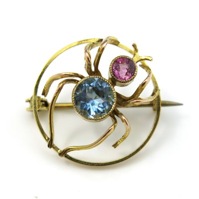 Lot 24 - A 9 carat gold aquamarine and pink tourmaline...