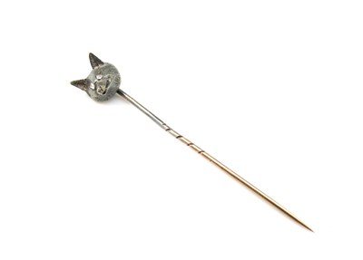 Lot 8 - A 15ct gold and diamond set stick pin,...