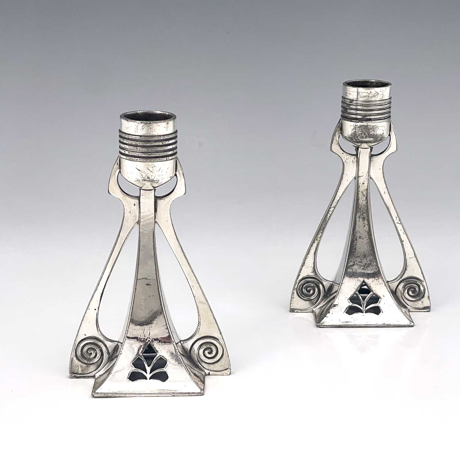 Lot 125 - WMF, a pair of Jugendstil silver plated...