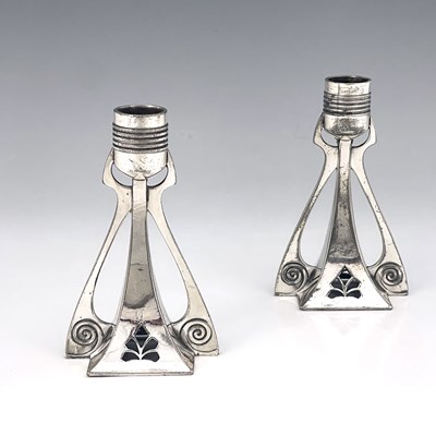 Lot 125 - WMF, a pair of Jugendstil silver plated...
