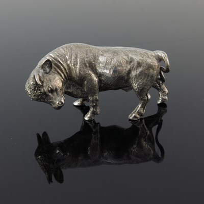 Lot 72 - An Edwardian novelty silver model of a bull,...
