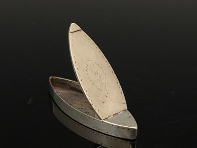 Lot 73 - A George III silver toothpick box, of navette...