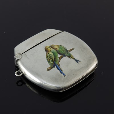 Lot 54 - An Edwardian silver and enamel vesta case, of...