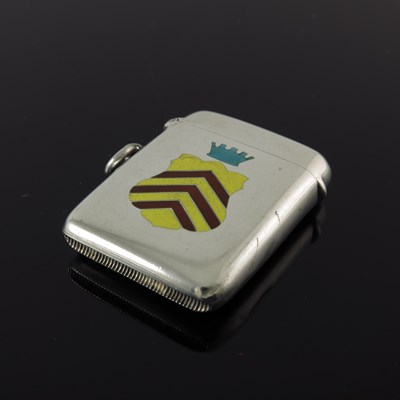 Lot 60 - An Edwardian silver and enamel vesta case, of...