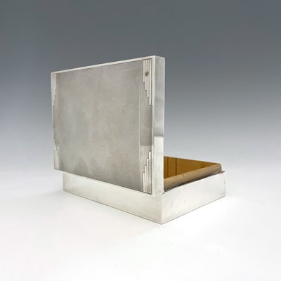Lot 22 - A George V silver Art Deco cigarette box, of...