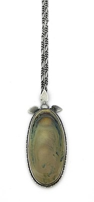 Lot 33 - An Arts and Crafts Ruskin silver mounted...