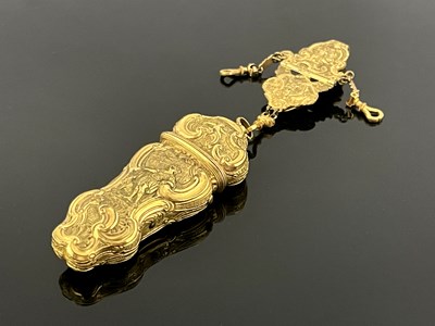 Lot 37 - A Louis XV French ormolu etui chatelaine,...