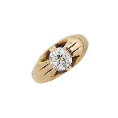 Lot 13 - A late Victorian 18ct gold diamond single-stone band ring
