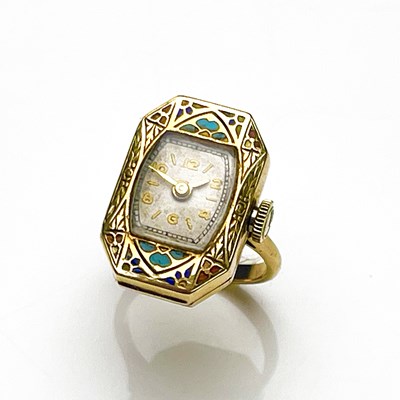 Lot 65 - Langendorf, an Art Deco Swiss enamelled 9...