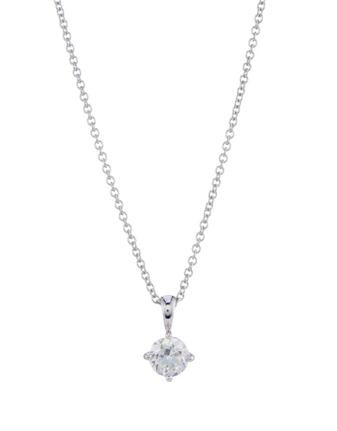 Lot 38 - An 18ct gold diamond single-stone pendant, with chain