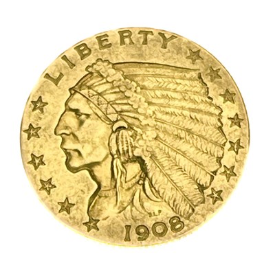 Lot 182 - USA, 2.5 Dollars, 1908, Indian Head