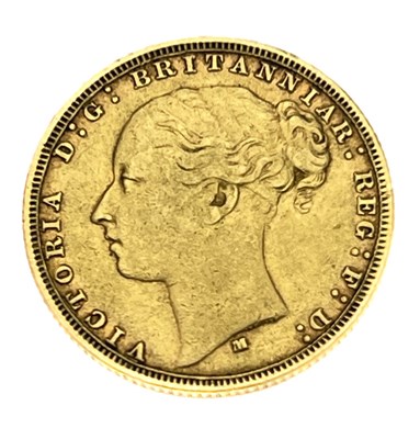 Lot 123 - Victoria, Sovereign, 1879M, horse with long...