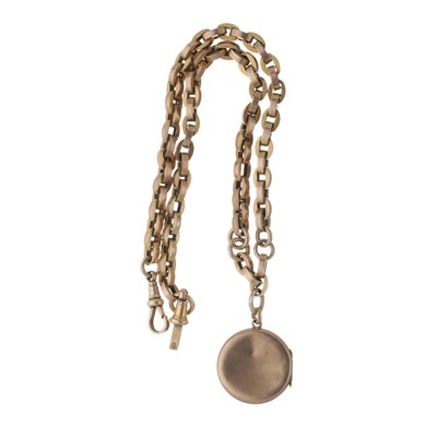 Lot 20 - A late Victorian 9ct gold red gem and split pearl locket, with chain