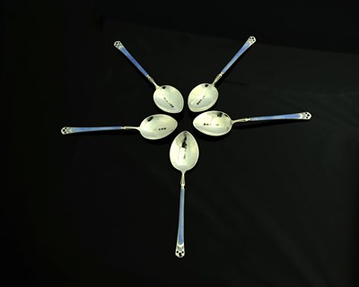 Lot 137 - A set of five George VI silver and enamel...