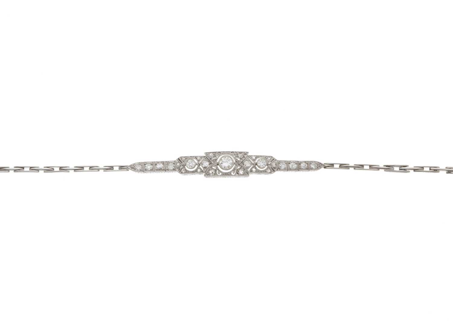 Lot 27 - A Belle Epoque platinum diamond bracelet