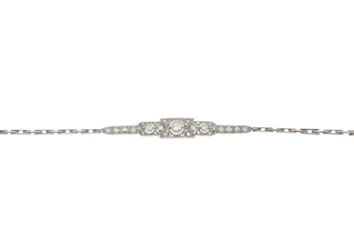 Lot 27 - A Belle Epoque platinum diamond bracelet