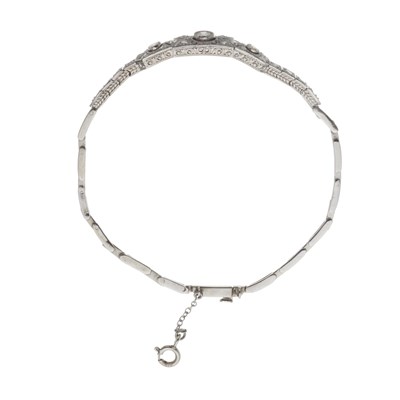Lot 27 - A Belle Epoque platinum diamond bracelet