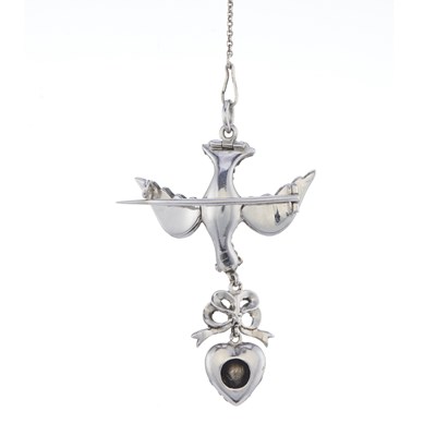 Lot 23 - A fine and rare mid 19th century diamond Saint Esprit dove and heart pendant brooch