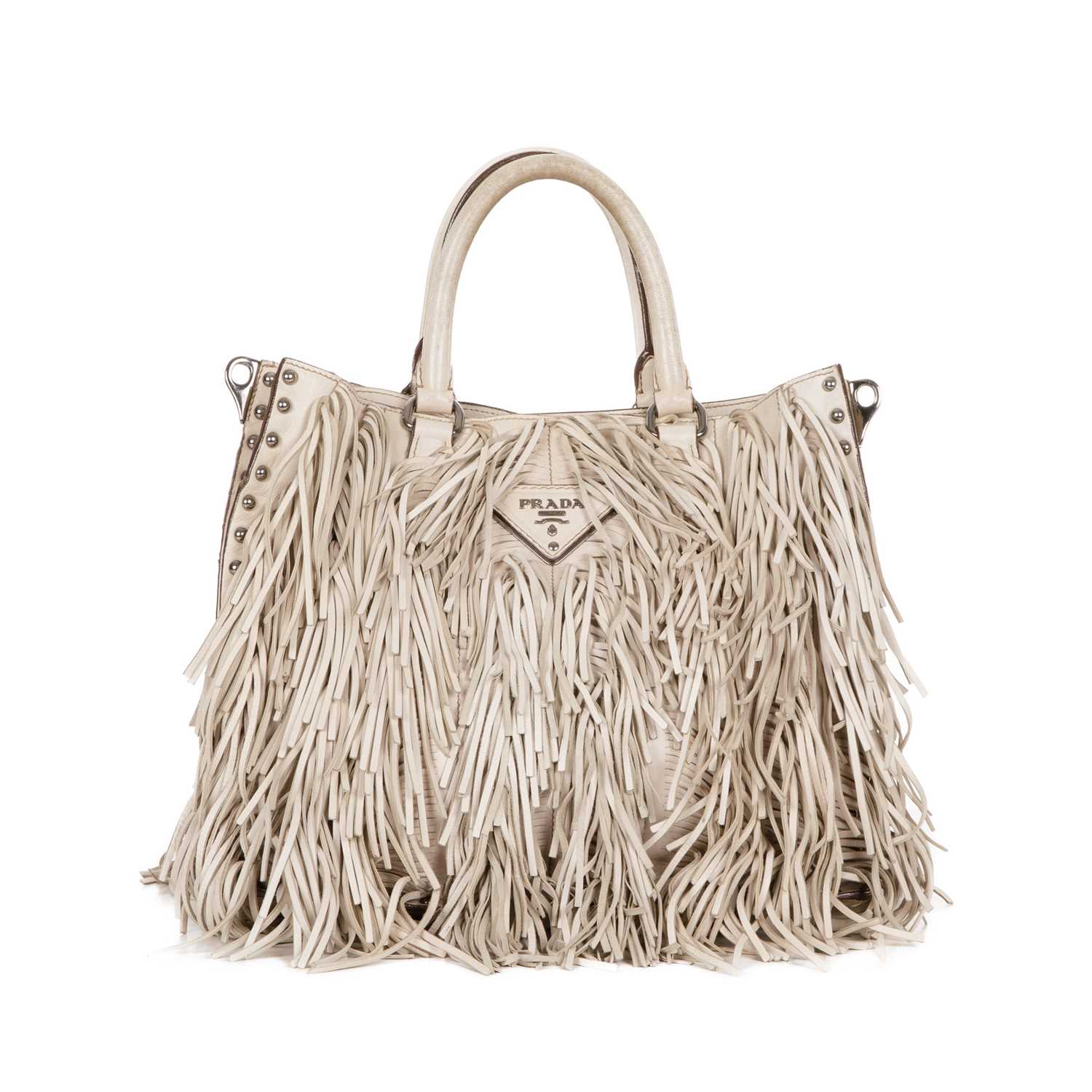 378 - Prada, a cera nappa Fringe Tote bag