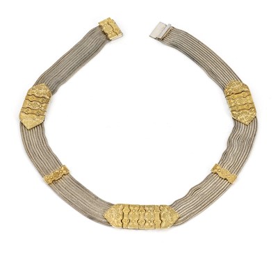 Lot 24 - A Middle Eastern silver and parcel gilt choker...