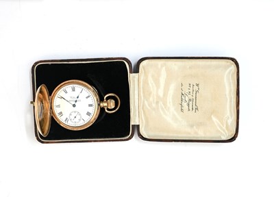 Lot 48 - Waltham, a gold plated half-hunter pocket...