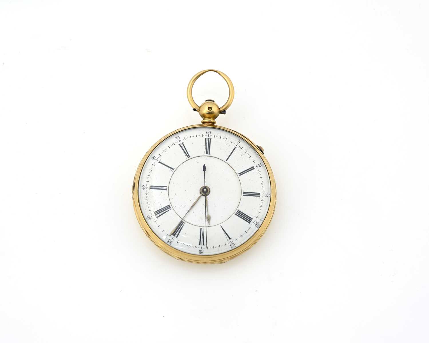 Lot 49 - An 18ct gold open-faced repeat pocket watch,...