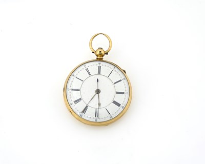 Lot 49 - An 18ct gold open-faced repeat pocket watch,...