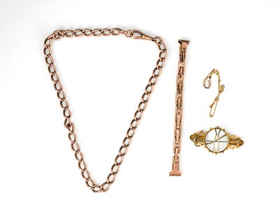 Lot 17 - A 9ct gold watch chain, together with a sprung...