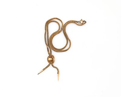 Lot 5 - A mid 20th century 9ct gold lariat necklace