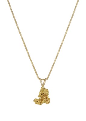 Lot 156 - A gold nugget pendant, with chain