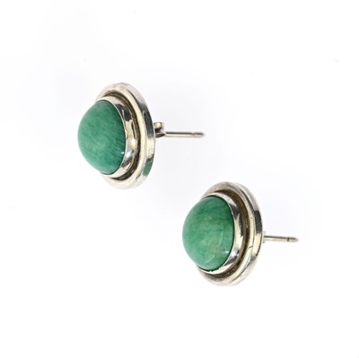 Lot 86 - Georg Jensen, a pair of silver amazonite single-stone stud earrings