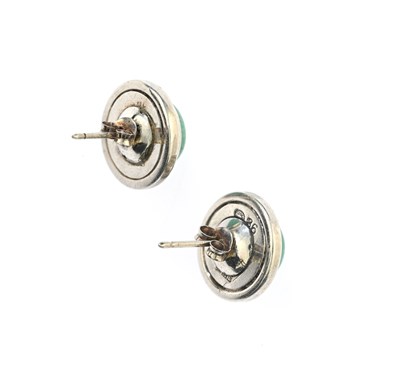 Lot 86 - Georg Jensen, a pair of silver amazonite single-stone stud earrings