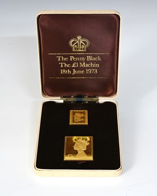 Lot 107 - A 22-carat gold £1 Machin stamp ingot, and...